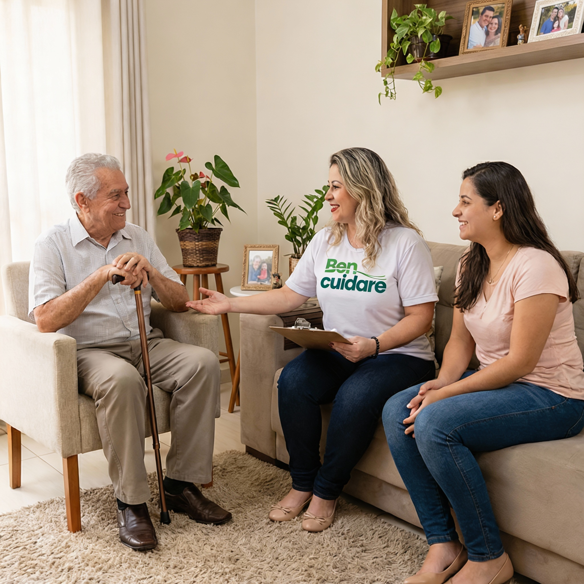 Família recebendo cuidado